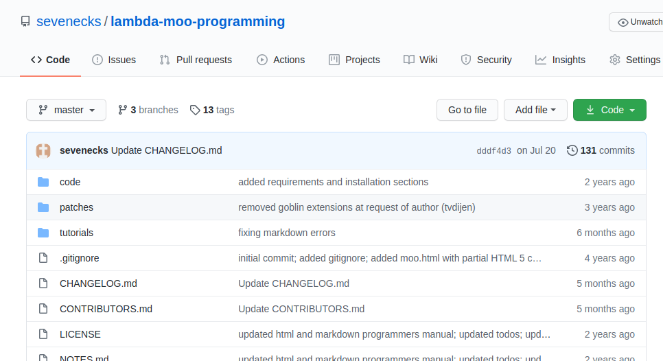 sevenecks updated lambdamoo programming guide